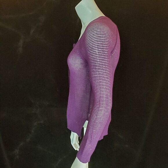 American Eagle Outfitters Purple Lightweight Knit Cardigan (XS) - Picture 3 of 5